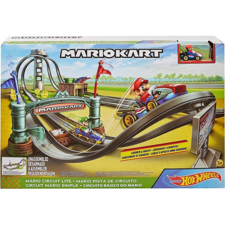 Hot Wheels GHK15 - Mario Kart Mario Rundkurs Rennbahn Trackset Lite inkl. 1 Spielzeugauto, Spielzeug ab 5 Jahren – Bild 5