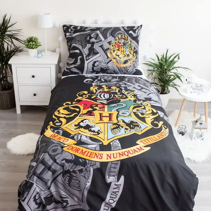BettwÃ¤sche Set Harry Potter Hogwarts Wappen 140x200 + 70x90 cm, 100% Baumwolle mit ReiÃŸverschluss