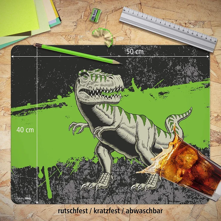 itenga Schreibtischunterlage T-Rex Schule Schulbedarf Schreibtisch Malunterlage 50 x 40 cm – Bild 2