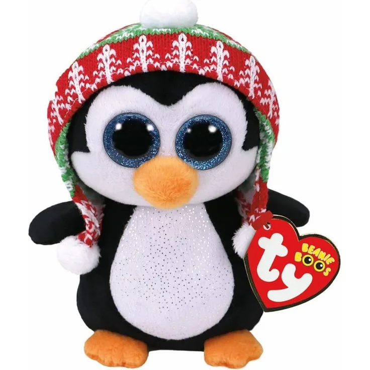 TY 37239 Penguin Xmas 2017" Penelope-Pinguin Plüsch, 15 cm, Weiß /Schwarz
