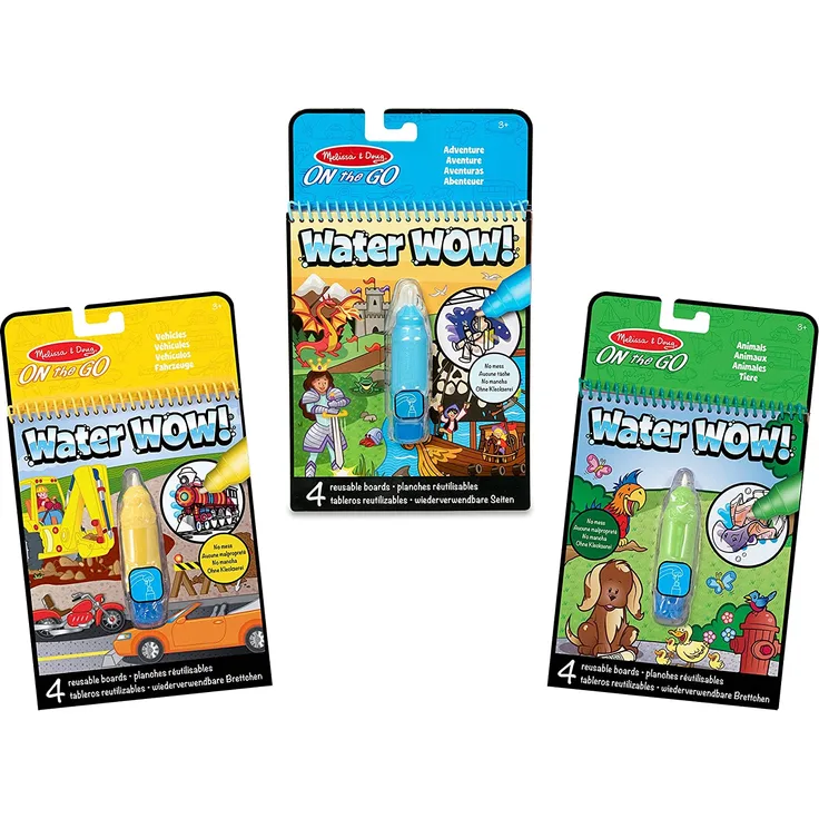 Melissa & Doug | Pack mit 3 | Water Wow! Fahrzeuge Tiere und Abenteuer. Blöcke zum Enthüllen mit Wasser