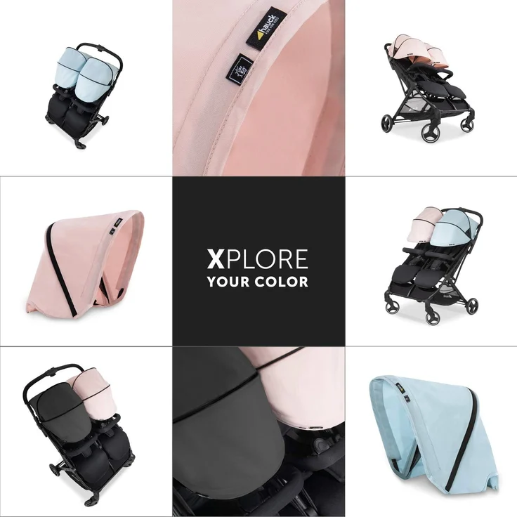 Hauck Geschwister Buggy Swift X Duo / für 2 Kinder / Zwillinge / Einhändig Faltbar / mit Liegeposition ab Geburt / XL Korb / Belastbar bis 36 kg / Individualisierbar mit Wechsel Verdecke / Schwarz – Bild 2