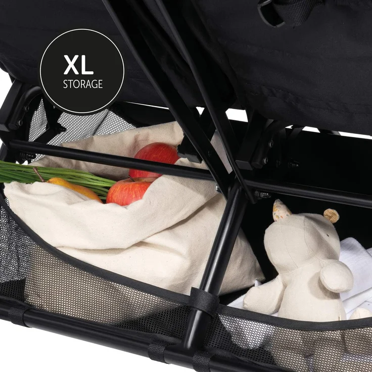 Hauck Geschwister Buggy Swift X Duo / für 2 Kinder / Zwillinge / Einhändig Faltbar / mit Liegeposition ab Geburt / XL Korb / Belastbar bis 36 kg / Individualisierbar mit Wechsel Verdecke / Schwarz – Bild 12