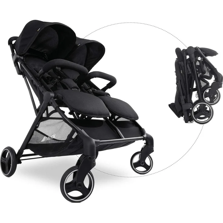 Hauck Geschwister Buggy Swift X Duo / für 2 Kinder / Zwillinge / Einhändig Faltbar / mit Liegeposition ab Geburt / XL Korb / Belastbar bis 36 kg / Individualisierbar mit Wechsel Verdecke / Schwarz – Bild 10