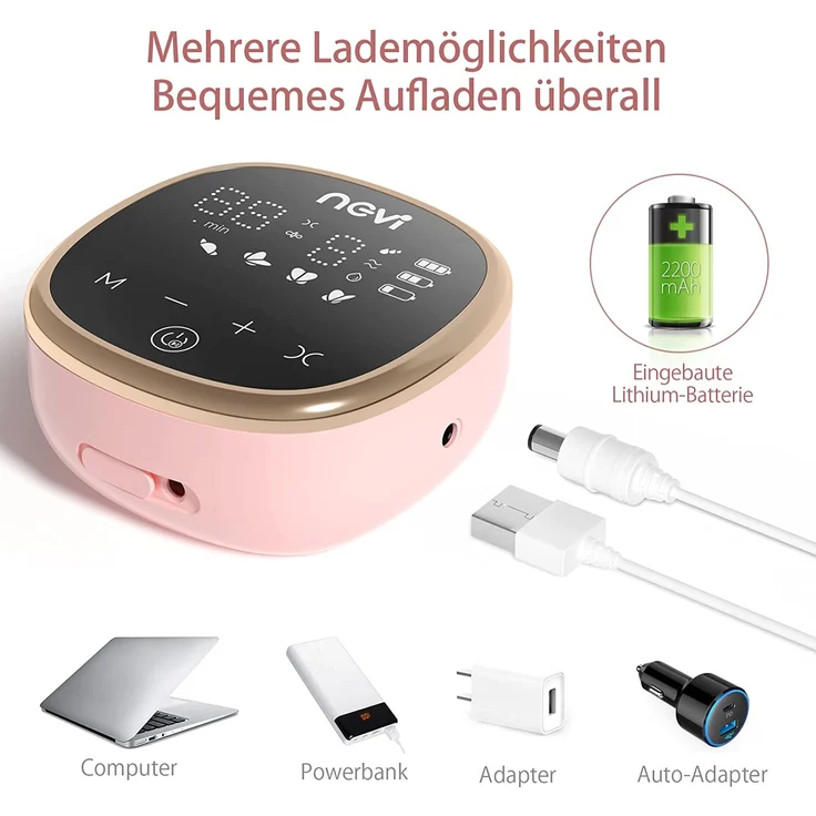 NCVI Milchpumpe Elektrisch, leise Doppel-Milchpumpe inkl. 4 Brusthauben und 10 Muttermilch Frischebeutel, Anti-Rückfluss, 4 Abpump-Modi und 9 Intensitätsstufen, LED-Display, Milch Abpumpen – Bild 5