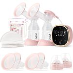 NCVI Milchpumpe Elektrisch, leise Doppel-Milchpumpe inkl. 4 Brusthauben und 10 Muttermilch Frischebeutel, Anti-Rückfluss, 4 Abpump-Modi und 9 Intensitätsstufen, LED-Display, Milch Abpumpen