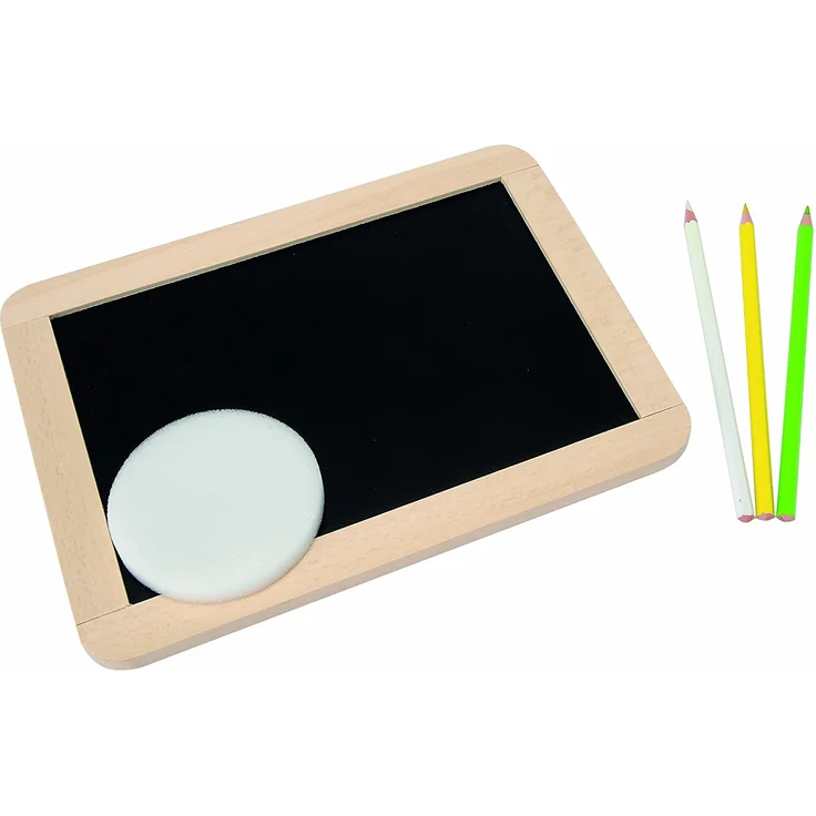 Eichhorn 100002572 - Kleine Schultafel für Buntstifte und Kreide inkl. 3 Stiften und 1 Schwamm, 25x18cm, 5-tlg., Buchenholz – Bild 2