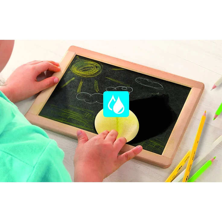 Eichhorn 100002572 - Kleine Schultafel für Buntstifte und Kreide inkl. 3 Stiften und 1 Schwamm, 25x18cm, 5-tlg., Buchenholz – Bild 6