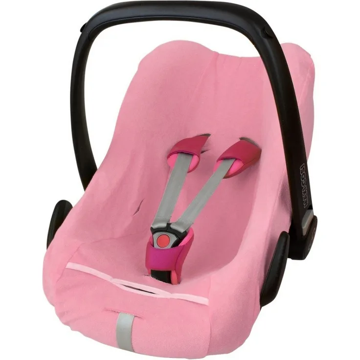 ByBoom - Frottee Sommerbezug, Schonbezug für Babyschale, Autositz, z. B. Maxi Cosi CabrioFix, City, Pebble; Designed in Germany, MADE IN EU, Farbe:Rosa