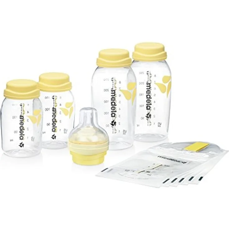 Medela Babyflaschen Set, 4er Flasche Pack (2 x 150 ml + 2 x 250 ml) inkl. Sauger Calma und Muttermilchbeutel
