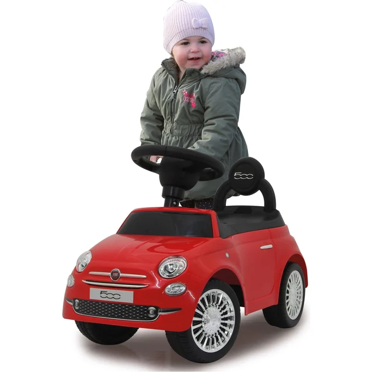 Jamara 460326 - Rutscher Fiat 500 rot - offiziell lizenziert, Kofferraum unter der Sitzfläche, Schub- und Haltegriff, verschiedene Sounds, Hupe, originalgetreue Optik, wertige Verarbeitung – Bild 2