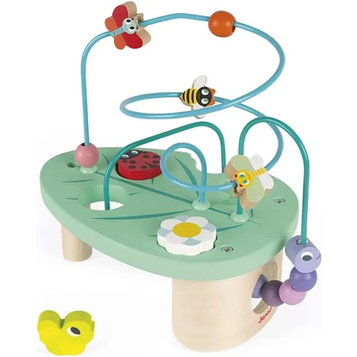 Janod J08253 Motorik-Spiel Wiese Mit 2 Motorikschleifen Und 3 Formen, Mehrfarbig