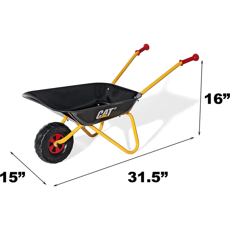 Rolly Toys Metallschubkarre CAT Schubkarre (für Kinder ab 2,5 Jahre, Metallschüssel, belastbar bis 25 kg, Kunststoffgriffe) 271818 – Bild 6