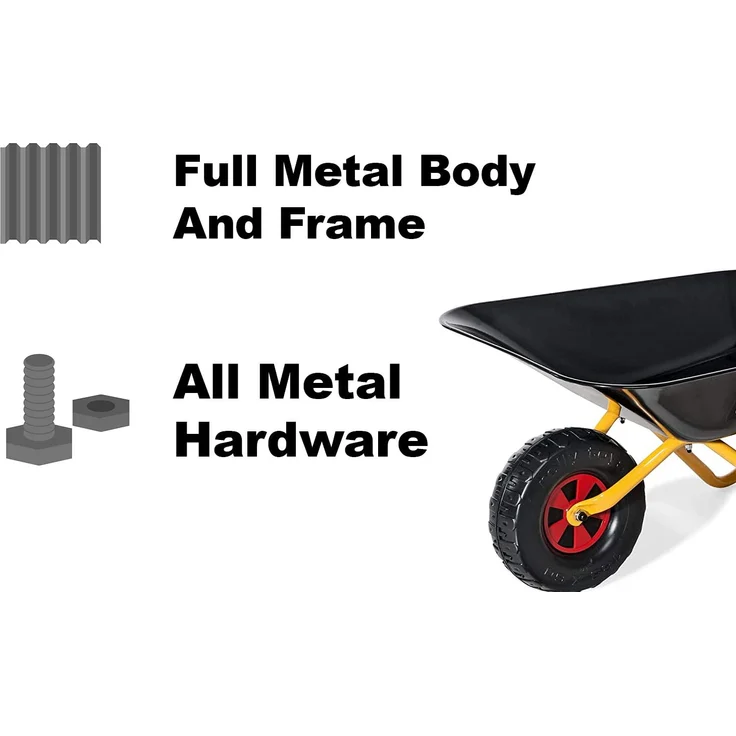 Rolly Toys Metallschubkarre CAT Schubkarre (für Kinder ab 2,5 Jahre, Metallschüssel, belastbar bis 25 kg, Kunststoffgriffe) 271818 – Bild 3