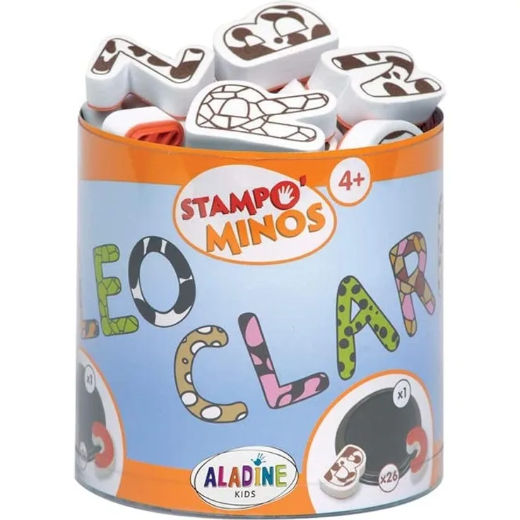 Aladine 85111 - Stampo Minos Alphabet, 26 Stempel und 1 Stempelkissen