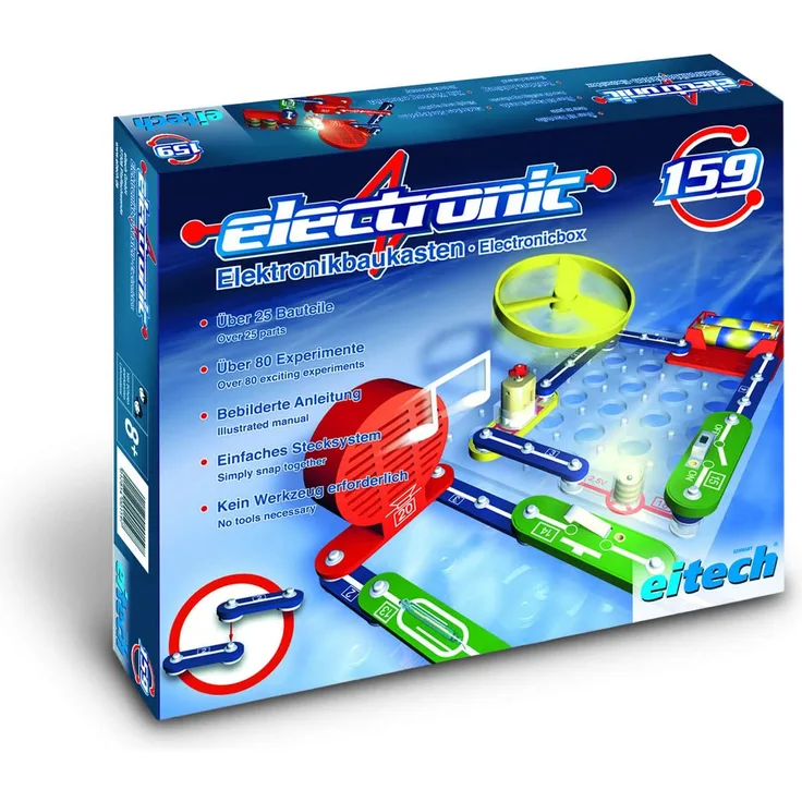 Eitech 00159 00159-Experimentierbaukasten Elektronik Set, 25-teilig, Multi Color