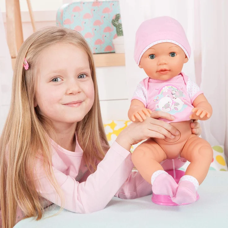 Bayer Design 94209AA Funktionspuppe, Interaktive Puppe Piccolina Love, die PIPI Machen kann, die Augen schließt, inkl. Zubehör, rosa – Bild 6
