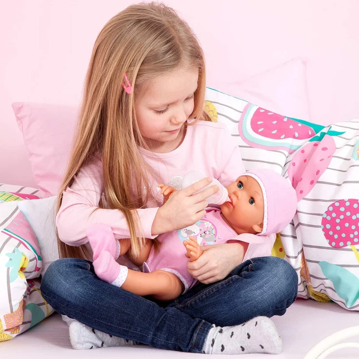 Bayer Design 94209AA Funktionspuppe, Interaktive Puppe Piccolina Love, die PIPI Machen kann, die Augen schließt, inkl. Zubehör, rosa – Bild 4
