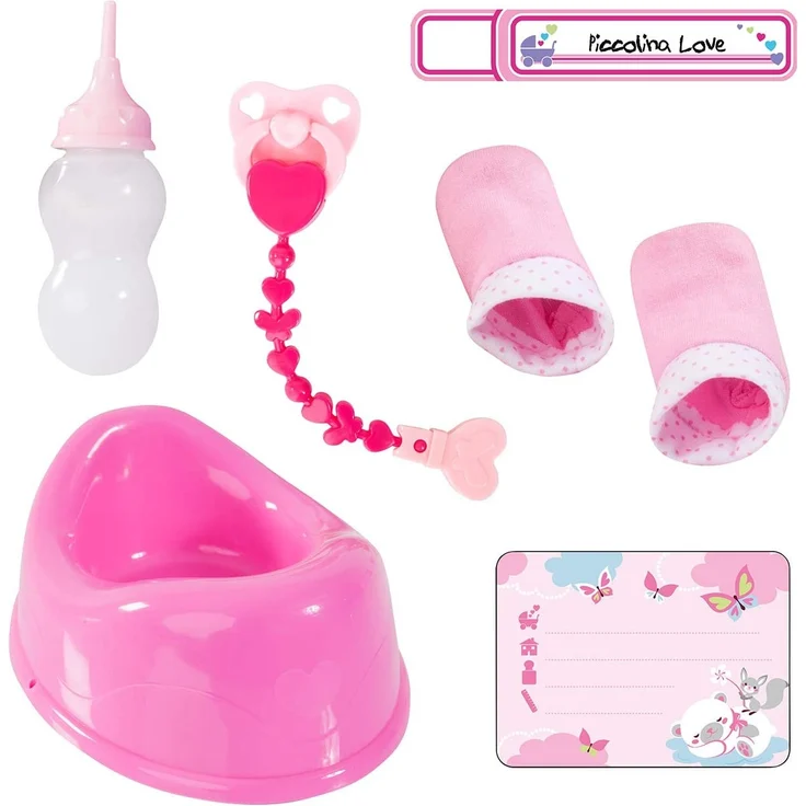 Bayer Design 94209AA Funktionspuppe, Interaktive Puppe Piccolina Love, die PIPI Machen kann, die Augen schließt, inkl. Zubehör, rosa – Bild 2