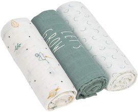 LÄSSIG Baby Mulltücher Spucktücher 3er Set Musselin