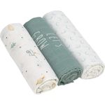 LÄSSIG Baby Mulltücher Spucktücher 3er Set Musselin Puckdecke Pucktuch Bambusfaser und Baumwolle kuschelig weich atmungsaktiv (3 Stk. 80 x 80 cm)/ Heavenly Soft Swaddle L Garden Explorer boys