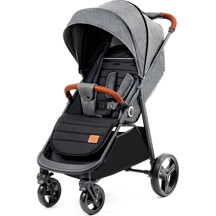 Kinderkraft GRANDE PLUS Kinderkraft buggy von Geburt bis 22 kg, Zusammenklappen mit einer Hand, Liegeposition, großes Verdeck mit Fenster, alle 4 Räder gedämpft, geräumige Sitz, Grau – Bild 1
