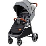 Kinderkraft GRANDE PLUS Kinderkraft buggy von Geburt bis 22 kg, Zusammenklappen mit einer Hand, Liegeposition, großes Verdeck mit Fenster, alle 4 Räder gedämpft, geräumige Sitz, Grau