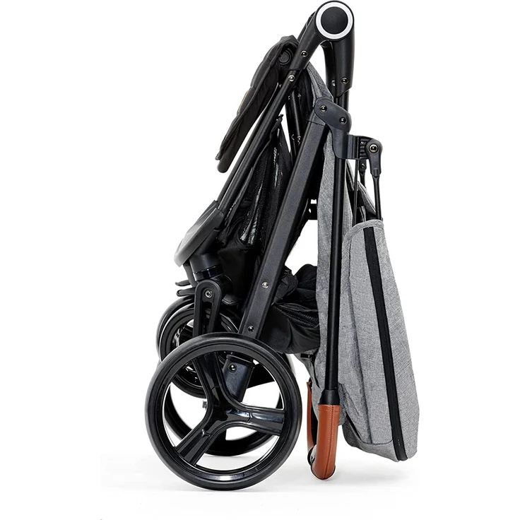 Kinderkraft GRANDE PLUS Kinderkraft buggy von Geburt bis 22 kg, Zusammenklappen mit einer Hand, Liegeposition, großes Verdeck mit Fenster, alle 4 Räder gedämpft, geräumige Sitz, Grau – Bild 9