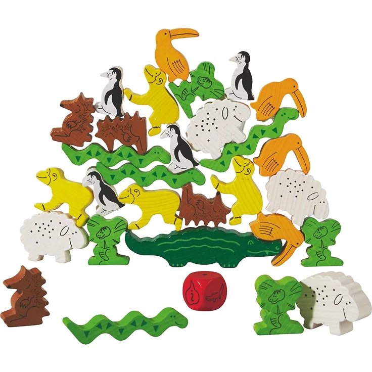 Haba 4478 - Tier auf Tier, Stapelspiel für 2-4 Spieler ab 4 Jahren, mit Tierfiguren aus Holz, auch spielbar als Solospiel – Bild 3