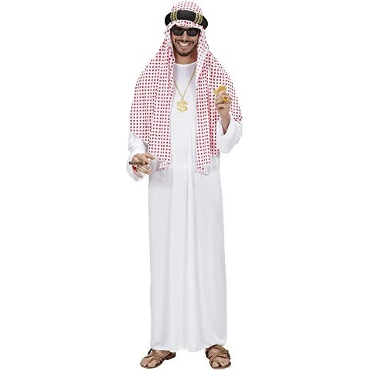 Widmann 8904A – Kostüm arabischer Scheich, Tunika, Kopfbedeckung, Araber, Sultan, verschiedene Größen, Karneval, Motto Party