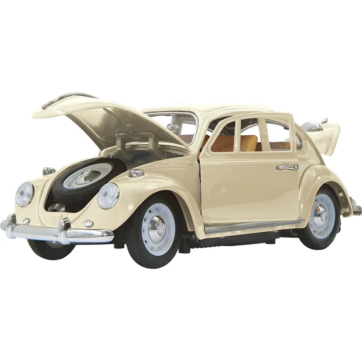 Jamara 405111 - VW Käfer 1:18 RC Diecast creme weiß 40MHz - Kultfahrzeug mit Gummi-Bereifung, öffnen von Türen, Motorhaube und Kofferraum, perfekt nachgebildete Details, hochwertige Verarbeitung