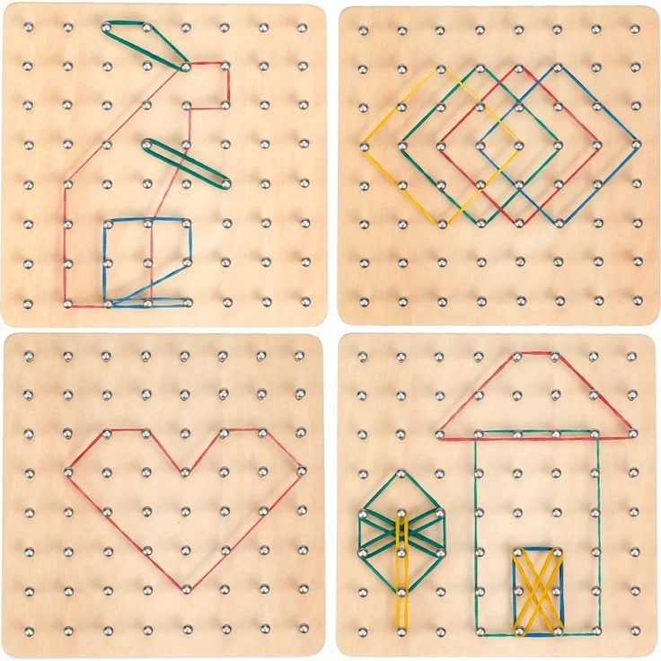 Homealexa Holz Geoboard-Set Geometriebrett Montessori Holz Spielzeug für Kinder, Inspirieren die Phantasie und Kreativität des Kinders – Bild 3