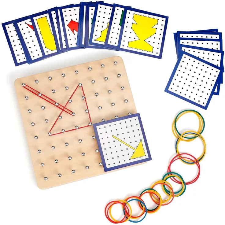 Homealexa Holz Geoboard-Set Geometriebrett Montessori Holz Spielzeug für Kinder, Inspirieren die Phantasie und Kreativität des Kinders – Bild 2