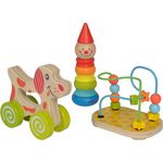 Eichhorn 100003750 Lernspielset bestehend aus Steckfigur Clown, Motorikschleife und Schiebehund, 3 teilig