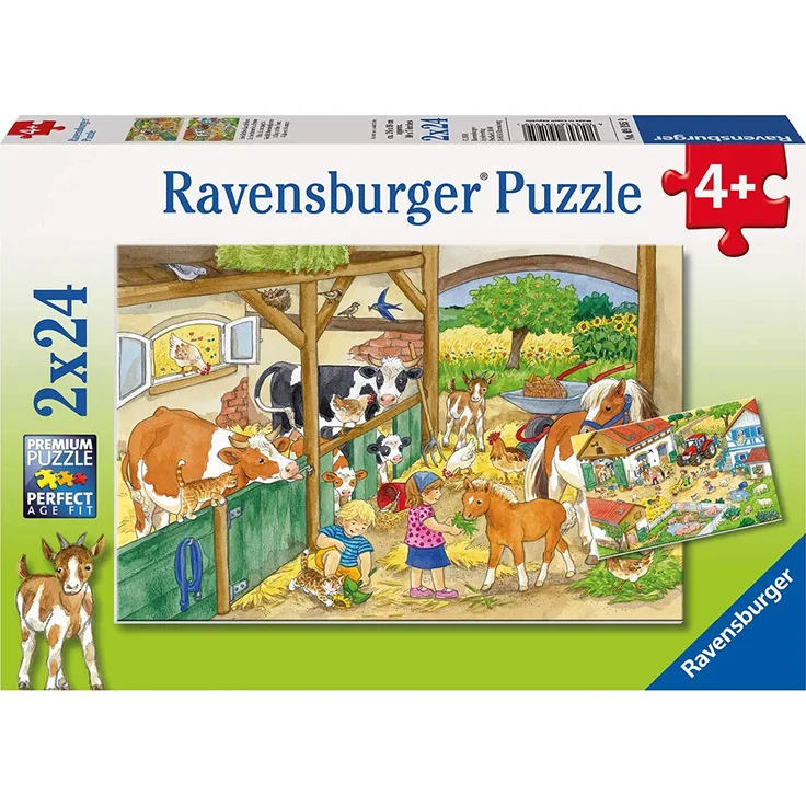 RAVENSBURGER Puzzle 2 mal 24 Teile Fröhliches Landleben