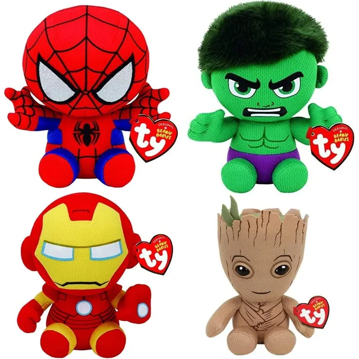 Marvel TY 4-teiliges Superhelden Plüsch Set - 15cm