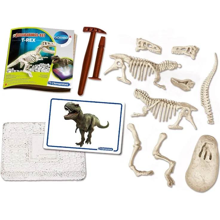 Clementoni 69404 Galileo Science - Ausgrabungs-Set T-Rex, Ausgraben von Dinosaurier-Fossilien mit Hammer & Meißel, für kleine Forscher, Spielzeug für Kinder ab 7 Jahren – Bild 3
