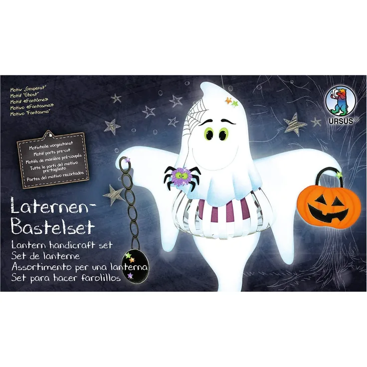 Ursus 18720011F - Laternen Bastelset Gespenst, Set zum Basteln einer Laterne, für Kinder, inklusive Bastelanleitung, ideal für den nächsten Laternenlauf