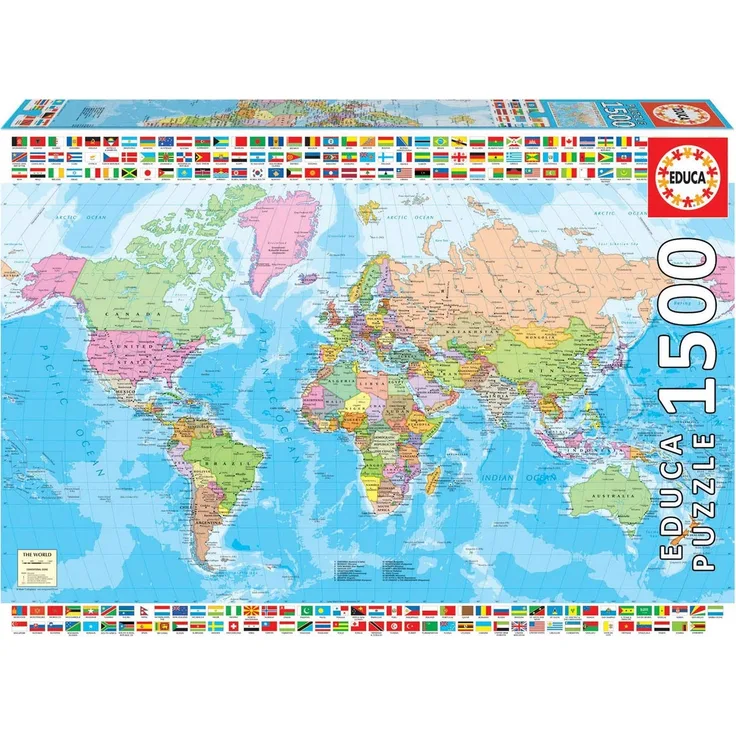 Educa Borras - Puzzle 1500 Teile - Politische Weltkarte (18500)