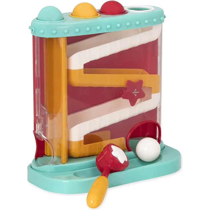 Battat Kugelbahn Motorikspielzeug – Hammerspiel mit Hammer und 4 Kugeln – Lernspielzeug Hämmerchenspiel, Baby Spielzeug für Kinder ab 1 Jahr (7 Teile)