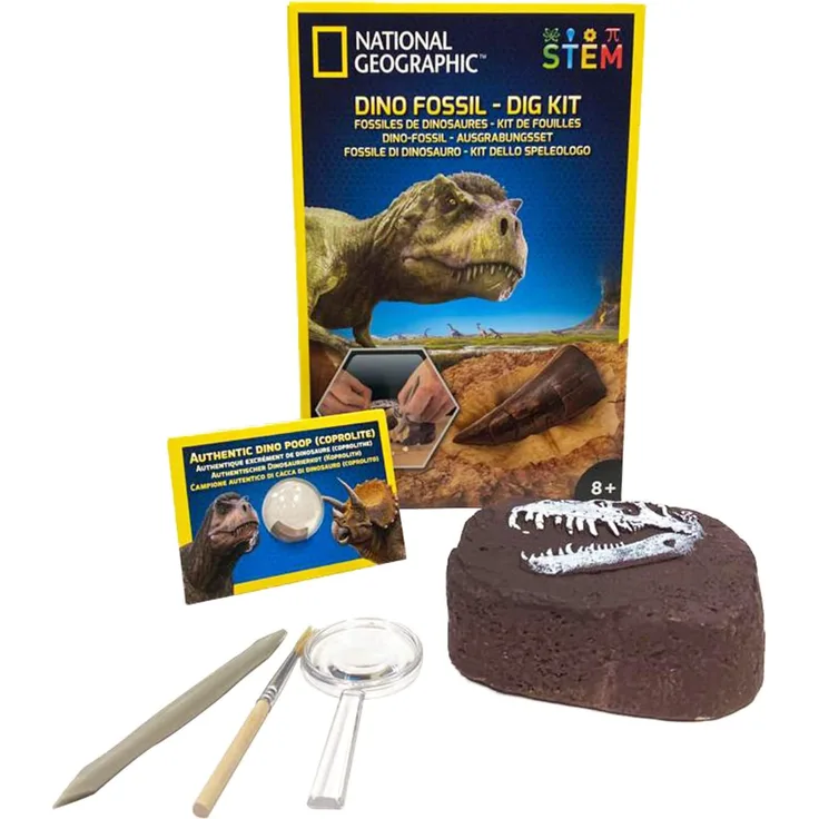 BANDAI National Geographic – Ausgrabungsset: Dinosaurier-Fossilien – Version 2 – Bildungs-und Wissenschaftsspiel – STEM – JM80215