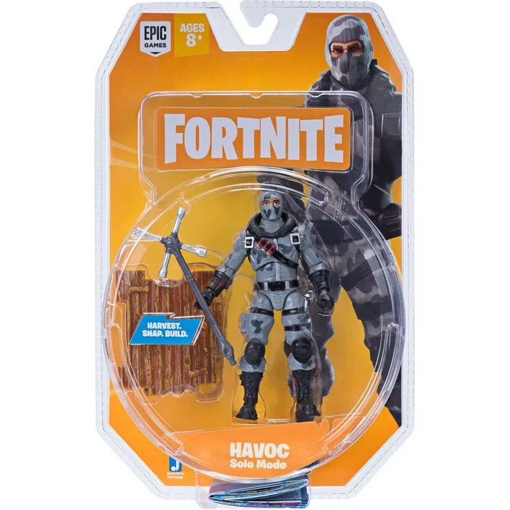 Fortnite FNT0096 Mode Solo Modus zweiten Welle, Havoc, Action Figur ca. 10 cm groß, mit Waffe und Ständer