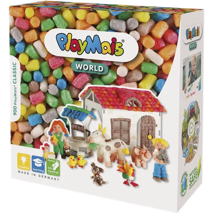 PlayMais WORLD Farm Bastel-Set für Kinder ab 5 Jahren | Circa 1000 Stück, Vorlagen & Anleitungen zum Basteln | Geschenke für Kinder | Fördert Kreativität & Feinmotorik | Natürliches Spielzeug