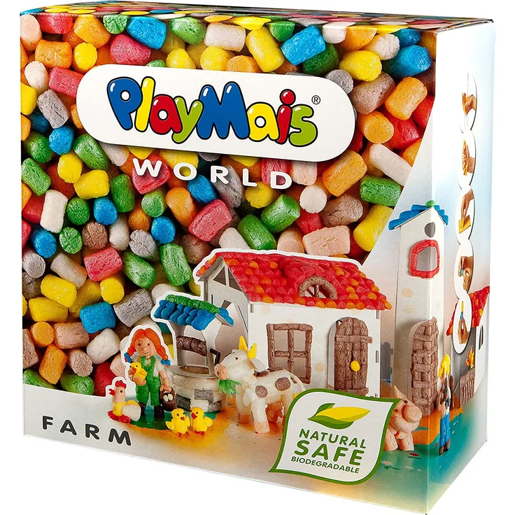 PlayMais WORLD Farm Bastel-Set für Kinder ab 5 Jahren | Circa 1000 Stück, Vorlagen & Anleitungen zum Basteln | Geschenke für Kinder | Fördert Kreativität & Feinmotorik | Natürliches Spielzeug