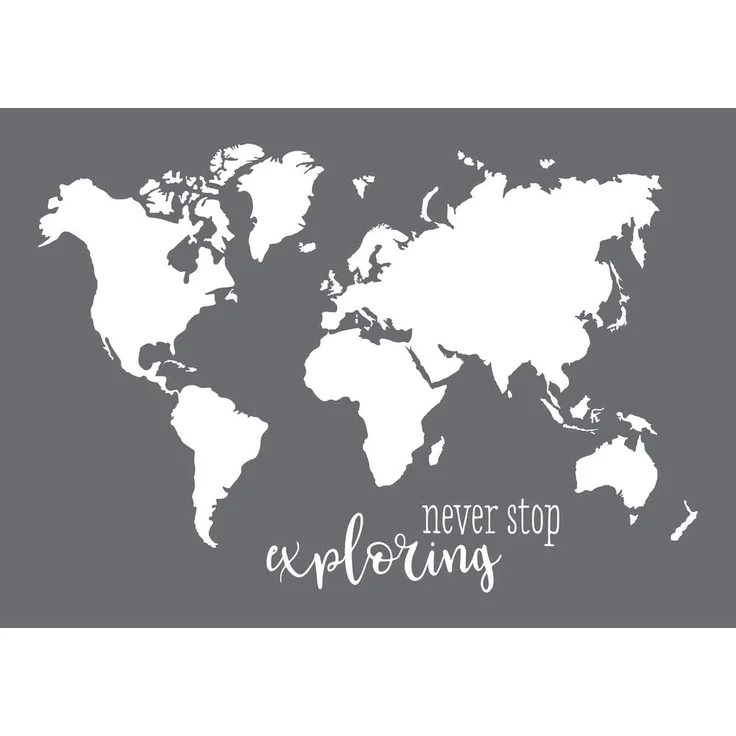 Rayher 45106000 Schablone World map, Format DIN A3, mit Rakel, Siebdruck-Schablone, Malschablone, selbstklebend – Bild 1