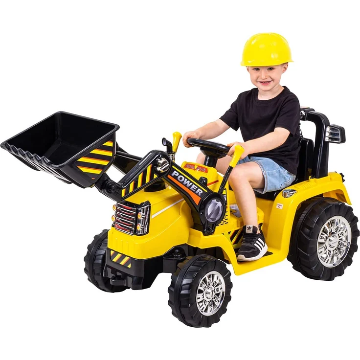 Kinder Elektro Auto Fahrzeug BAGGER Traktor Kinderauto Elektrobagger (Gelb) – Bild 1