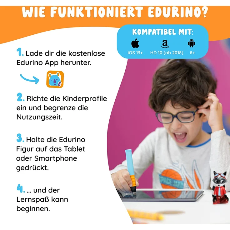 Edurino Figur Robin Zahlen & Mengen ab 4 Jahren inkl. App I Innovatives und digitales Lernspiel für Mädchen & Jungen I Spielerisches Lernen von Zahlen 0-10 | Geometrische Formen erkennen – Bild 6