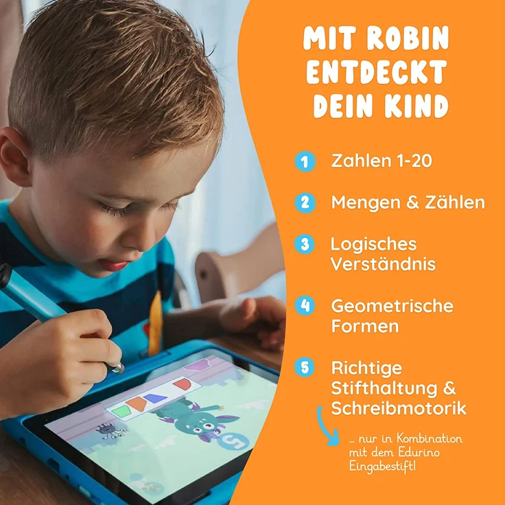 Edurino Figur Robin Zahlen & Mengen ab 4 Jahren inkl. App I Innovatives und digitales Lernspiel für Mädchen & Jungen I Spielerisches Lernen von Zahlen 0-10 | Geometrische Formen erkennen – Bild 4