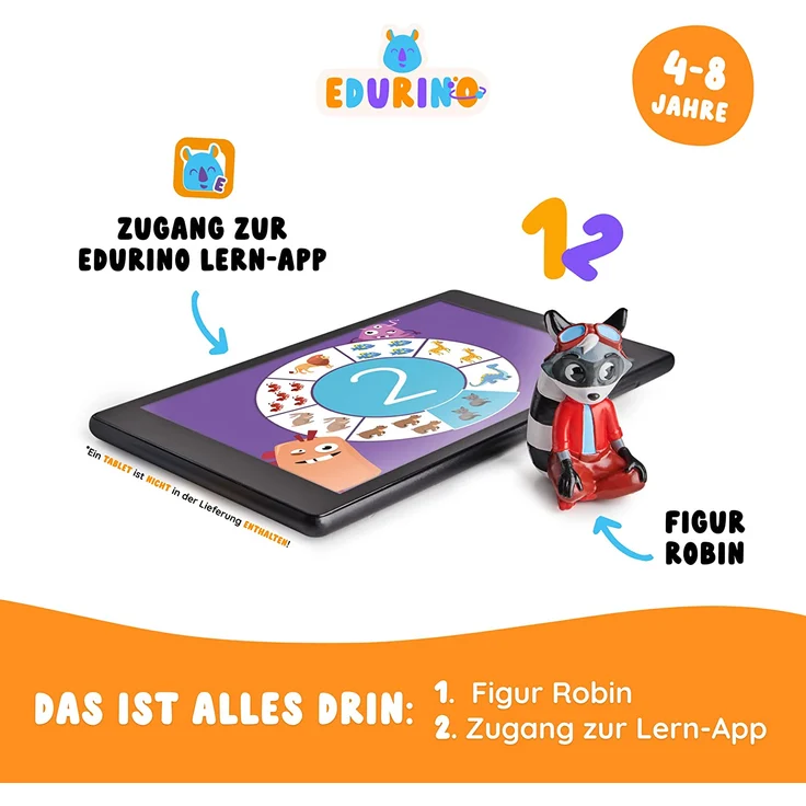 Edurino Figur Robin Zahlen & Mengen ab 4 Jahren inkl. App I Innovatives und digitales Lernspiel für Mädchen & Jungen I Spielerisches Lernen von Zahlen 0-10 | Geometrische Formen erkennen – Bild 2
