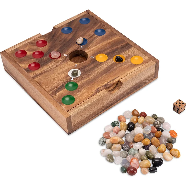 Big Hole für 2 bis 6 Spieler - Spielfeld 21 x 21 cm - aus Holz mit Edelsteinen – Bild 5
